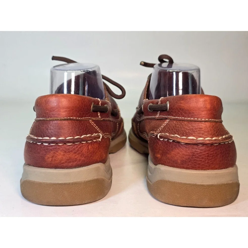 Freeman Jaffrey‎ Men's Boat Shoes Size 10 M Brown Leather Comfort Dress Lace Up